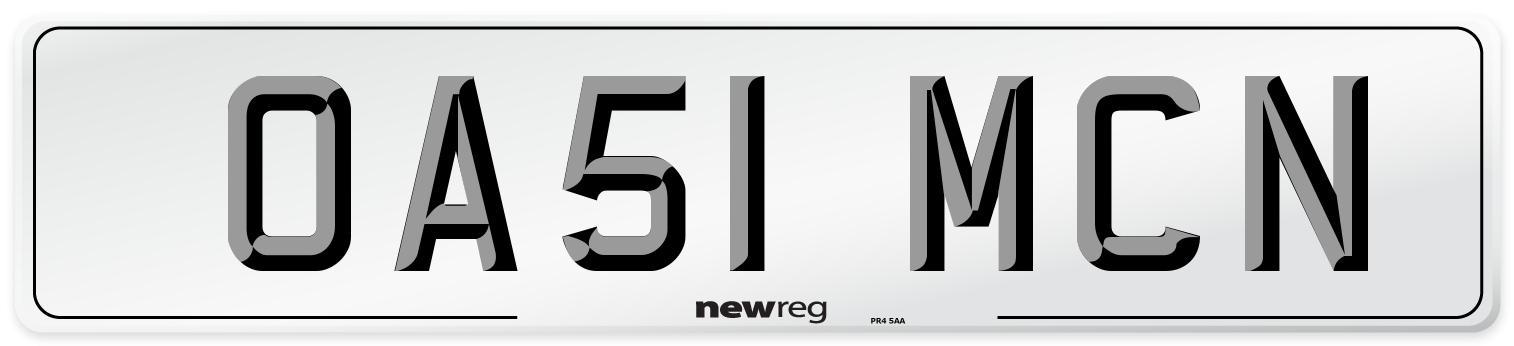 OA51 MCN Number Plate from New Reg
